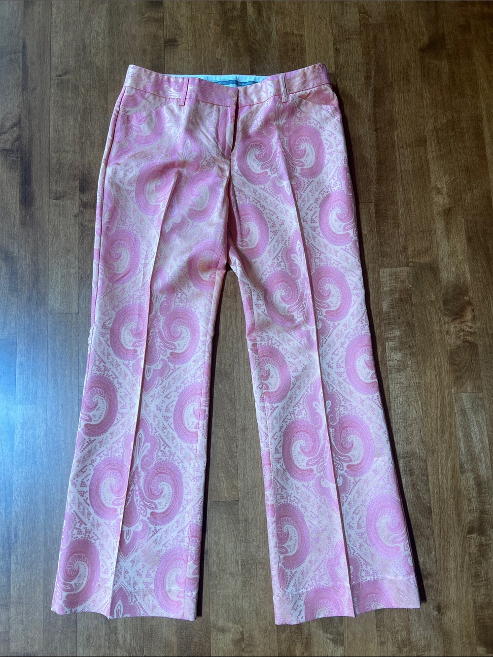 Limited Express Design Studio Pink Paisley Pattern Wide-Leg Trousers